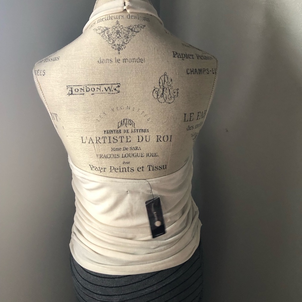 Express Cream Ruched Halter Top - Picture 4 of 6